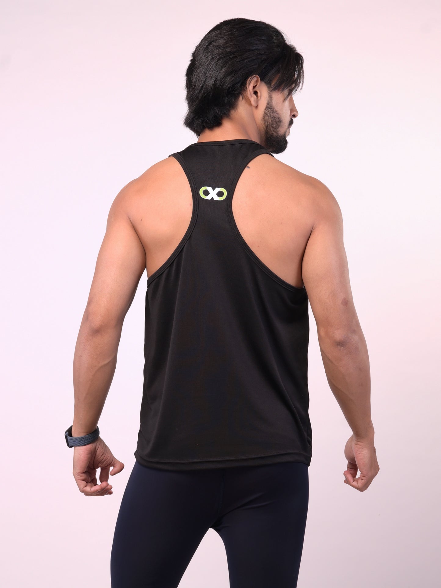 Men's Black Solid Textured Stringer