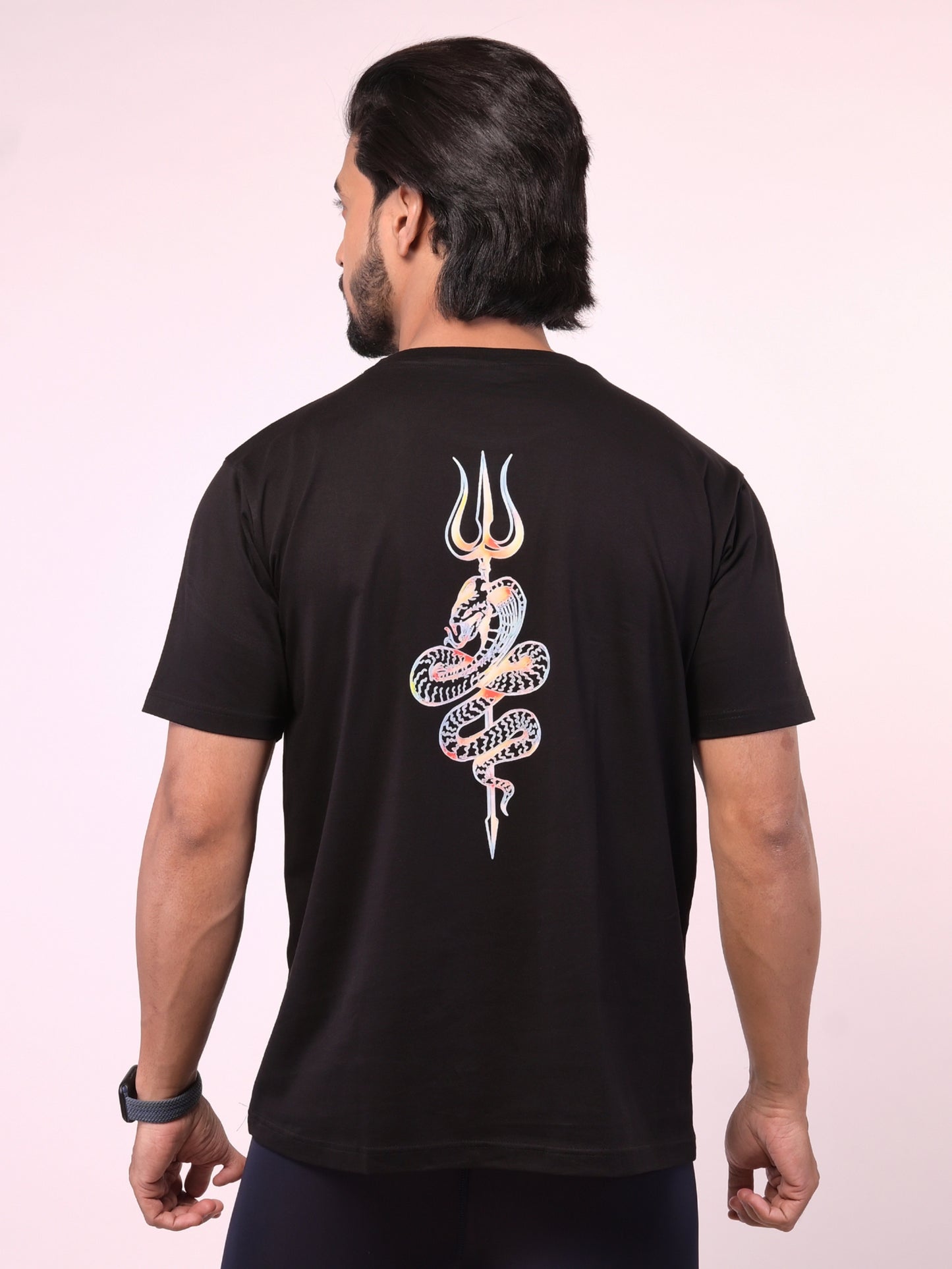 Men's Black Naag Trishul Graphic Printed Tshirt