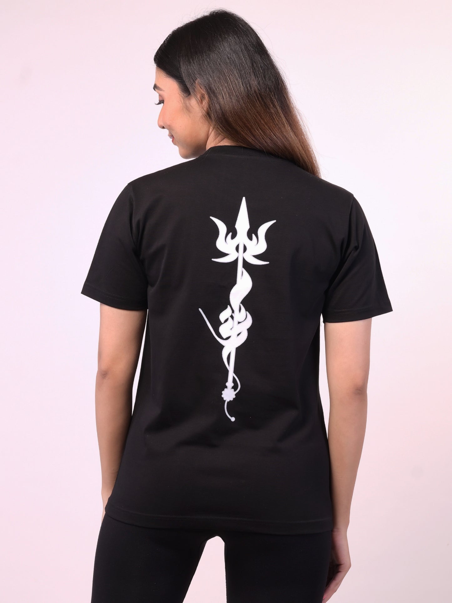 Women's Black Shiv Trishul Graphic Printed Tshirt