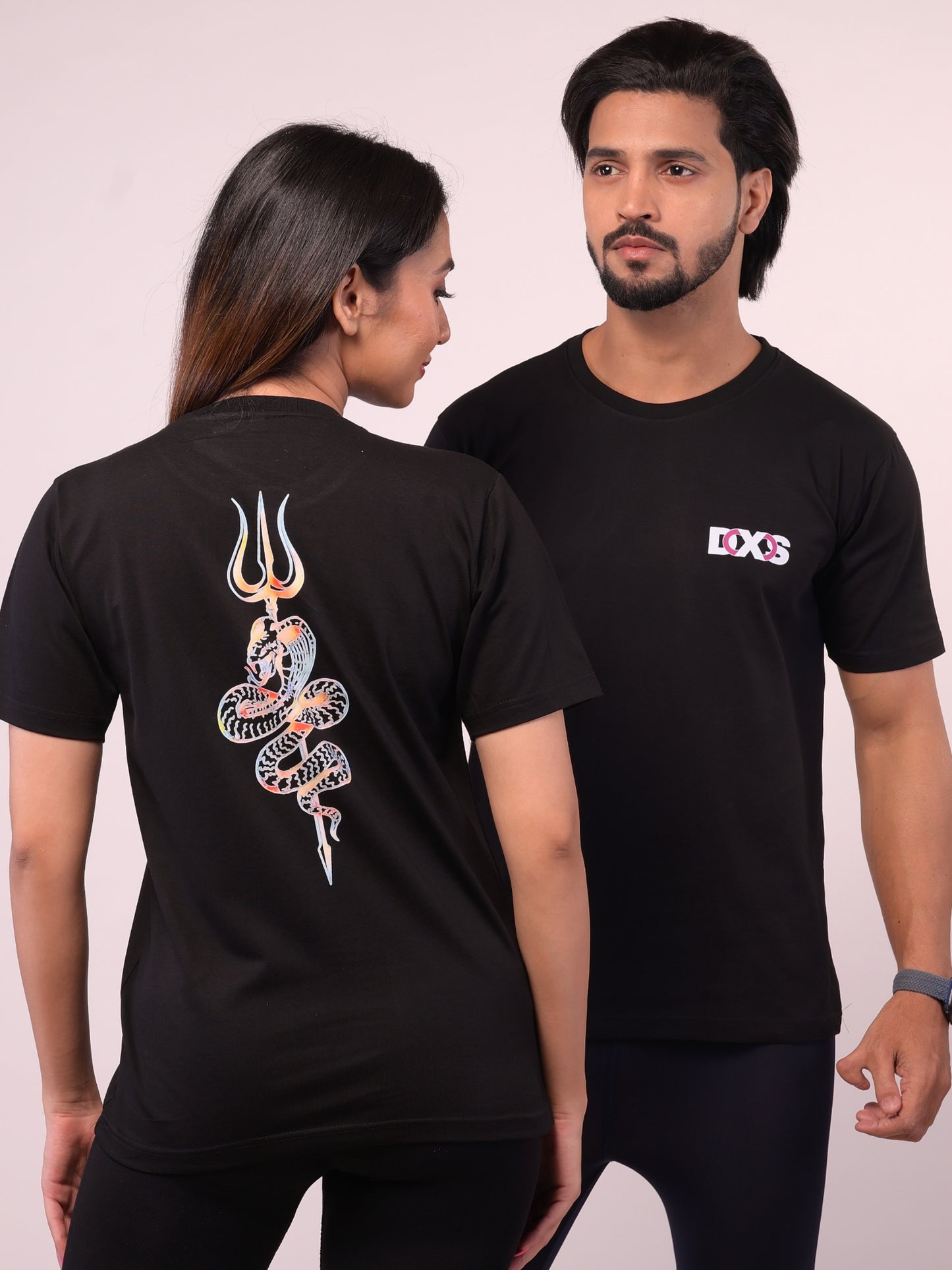 Men's Black Naag Trishul Graphic Printed Tshirt